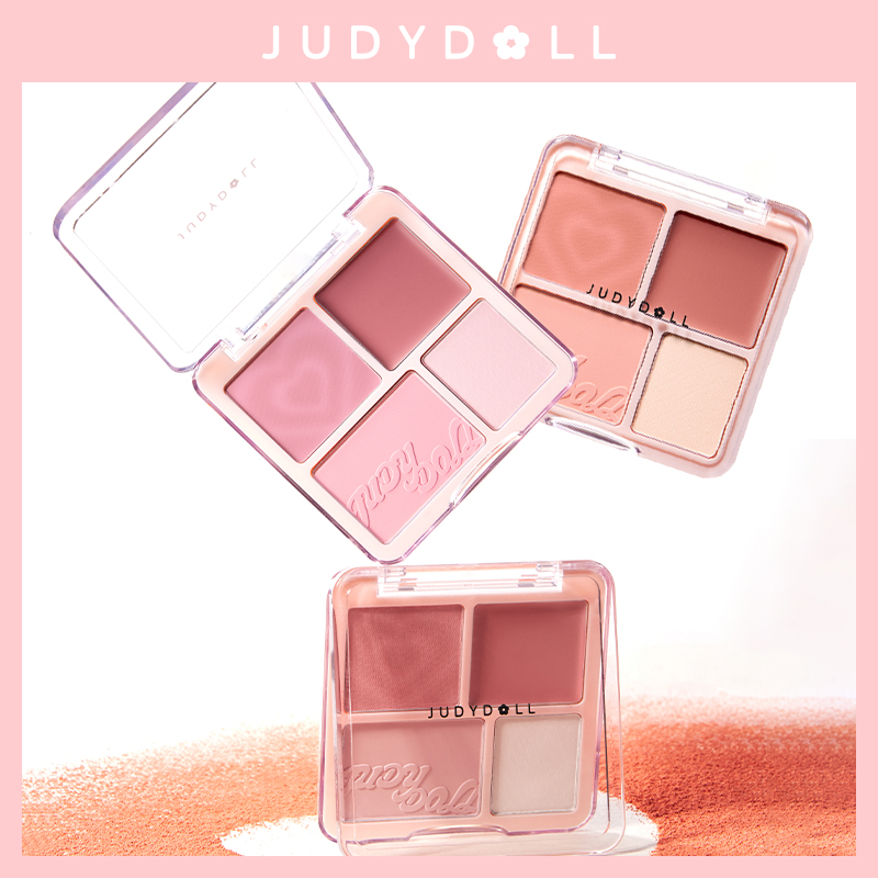 Bảng Phấn Má Hồng Bắt Sáng JUDYDOLL 4 Ô Tông Lì Đa Năng Mềm Mịn Trang Điểm Tự Nhiên Lâu Trôi