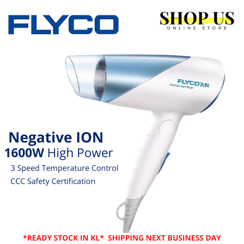 FLYCO Hair Dryer FH6251 HighPower 1600W Negative ION Hot & Cold Air