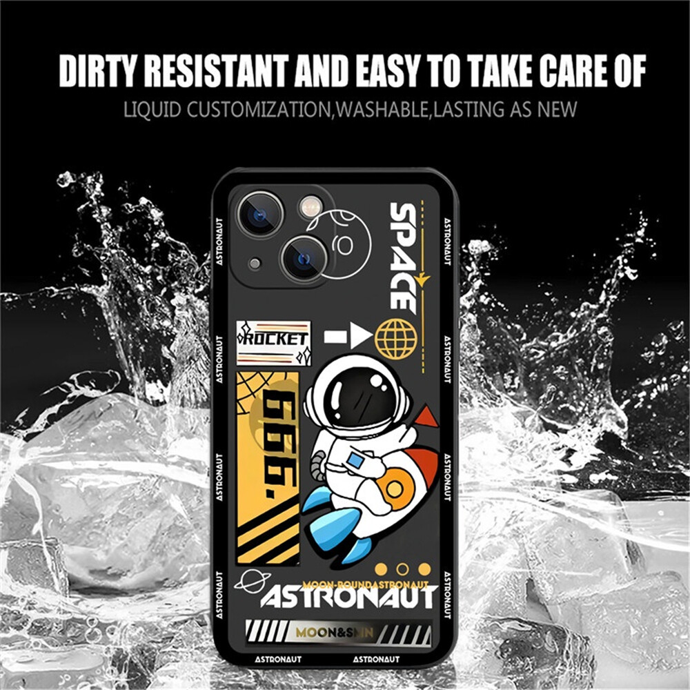 Case Compatible for iPhone 15 Pro Max 15 Plus 14 Pro Max 14 Plus 13 Pro Max iPhone 11 Pro Max 12 Pro Max iPhone XR XS Max iPhone 6 6S 7 8 Plus SE 2020 Fashion Rocket Space Astronaut Soft Square TPU Matte Cover
