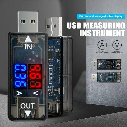 DIPPRUN Mini 5V USB Current Voltage Meter charger Tester Voltmeter Ammeter Detector Digital Red Blue Display 3.3-18V 3A For Phone Power