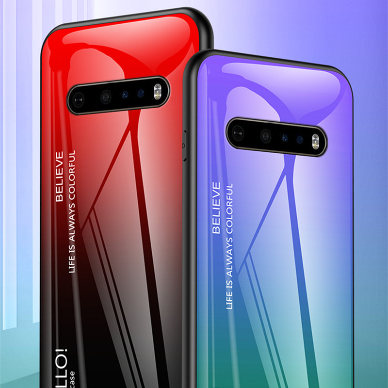 Zeallion for [LG G8 Thin Q G9 V60] Gradient Tempered Glass Back Cover Protective Phone Case