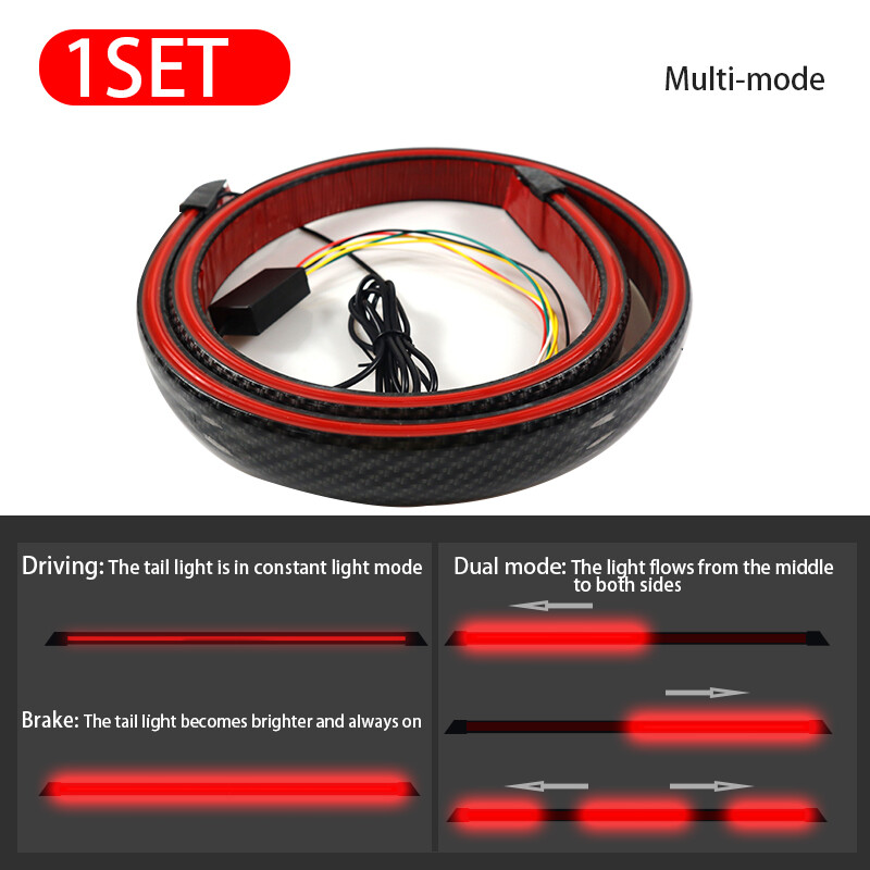 110cm Universal Trunk LED Lights Strip Multifunction Car Exterior Rear Spoiler Turn Signal Brake Lamp