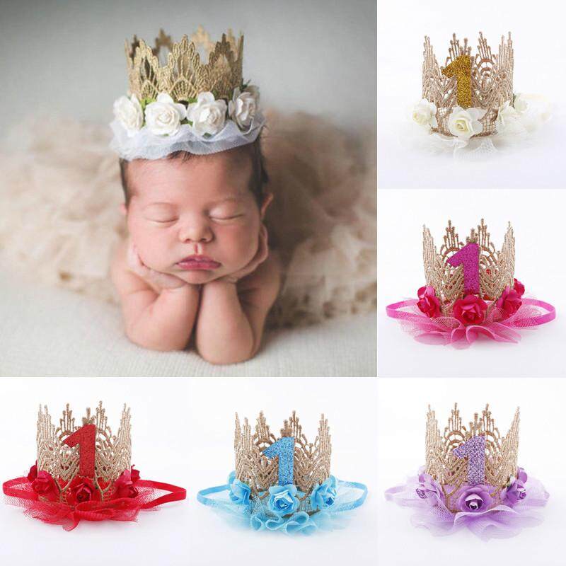 Newborn Baby Girls Infant Toddler Cute Crown Flower Headband Hair Band Headwear