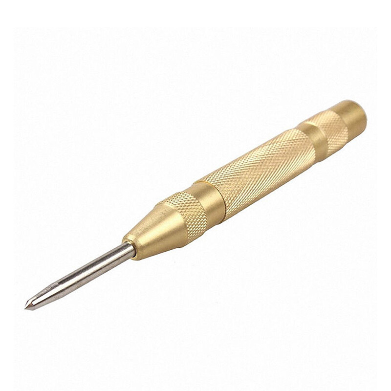New 5'' Automatic Center Pin Punch Spring Loaded Marking Starting Hole Tool Gold
