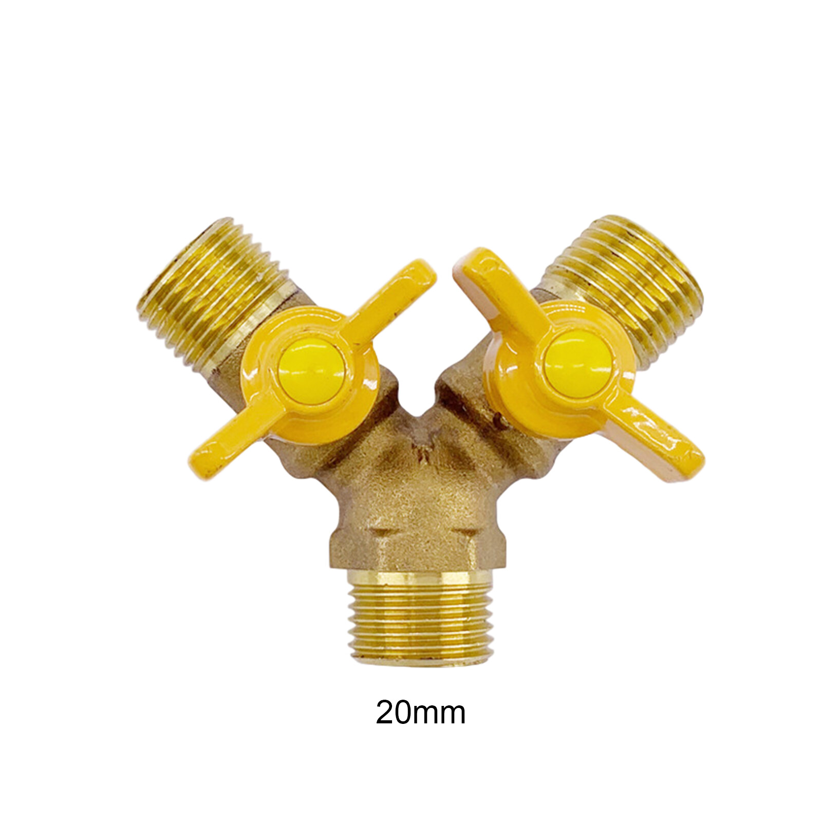 Gazechimp Brass Two Way Natural Gas Pipe Splitter Connector Y Piece Adapter Valve