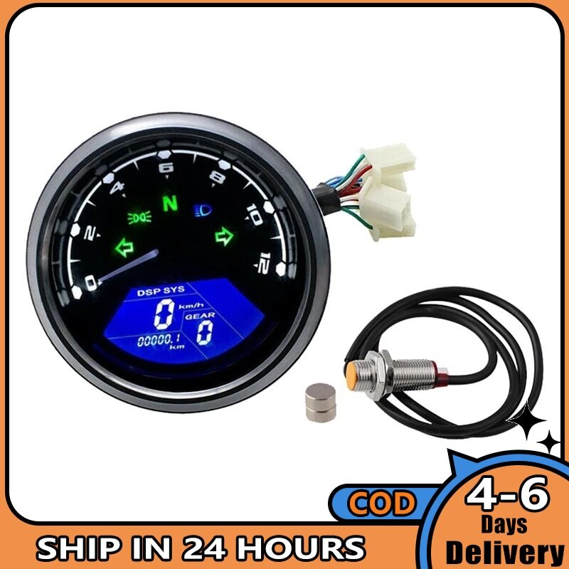 Motorcycle Speedometer Tachometer Lcd Digital Indicator Fuel Meter Dashboard Gauges Odometer Accessories