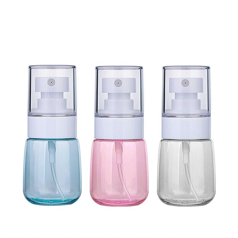 【ZNBY】Fine Mist Spray Bottle Refillable Travel Clear Container, Plastic Empty Makeup Water Bottles Sprayer with Air Press Pump 30ml for Toiletry Cosmetic Skincare Cleaning