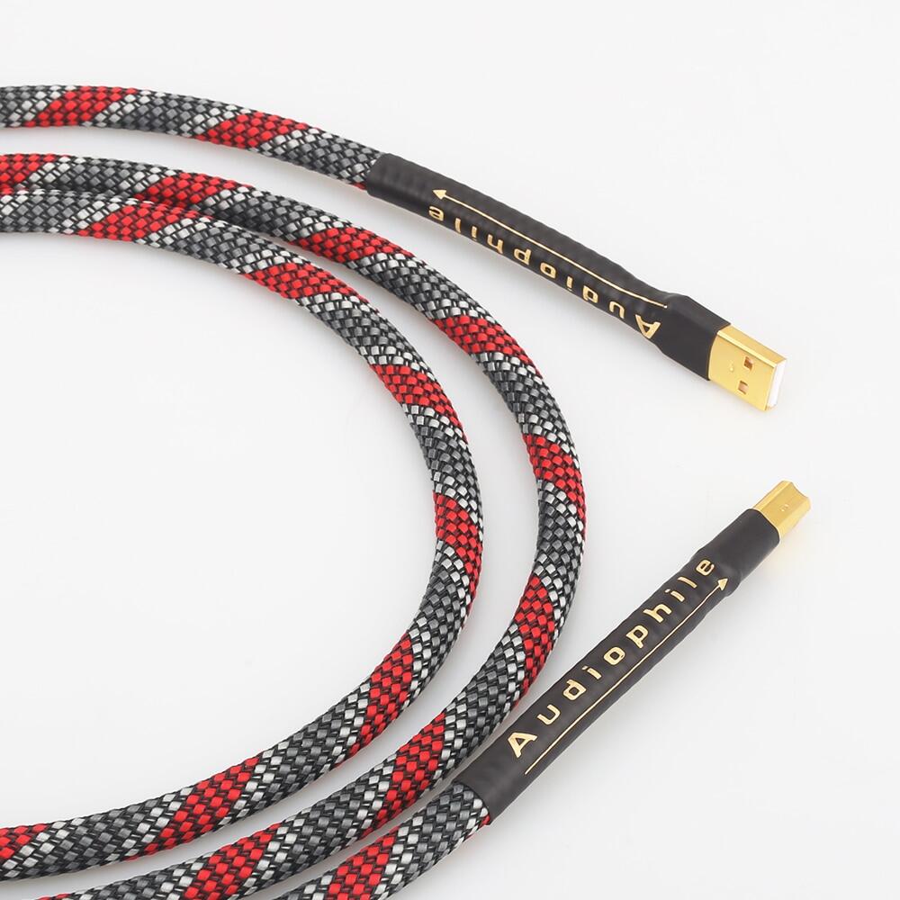 High Quality Hi-End A53 OCC silver plated USB audio cable data USB cable DAC USB hifi cable A-B usb cable