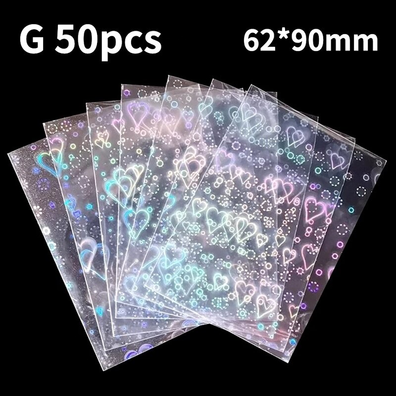 Set 50 tấm bảo vệ thẻ ảnh trong suốt họa tiết trái tim