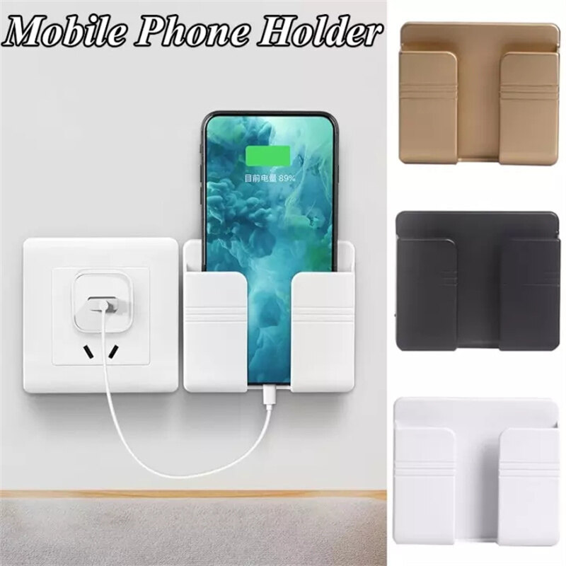 Wall Mounted Organizer Storage Box Remote Control Mounted Mobile Phone Plug Wall Holder Charging Multifunction Holder Stand