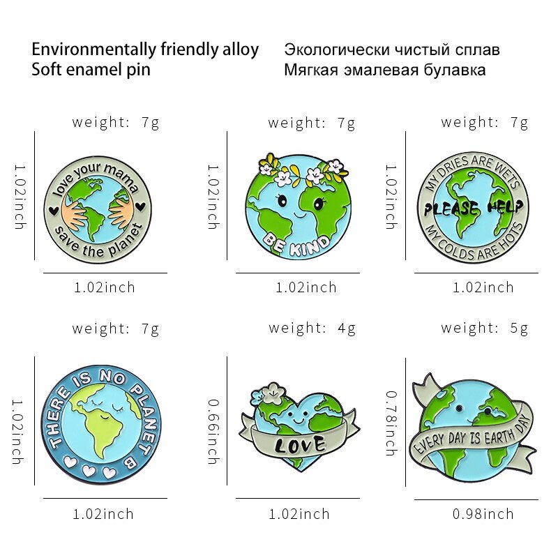 Ghim Cài Huy Hiệu Save The Planet Tráng Men