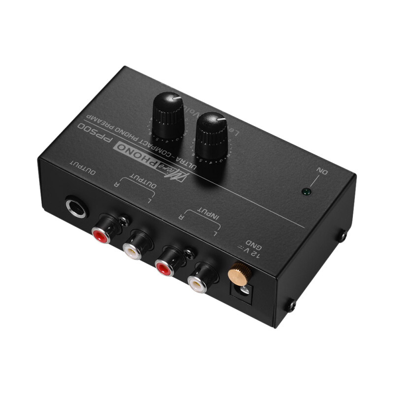 okoogee Ultra-compact Phono Preamp Preamplifier with Level & Volume Controls RCA Input & Output 1/4 Inch TRS Output Interfaces