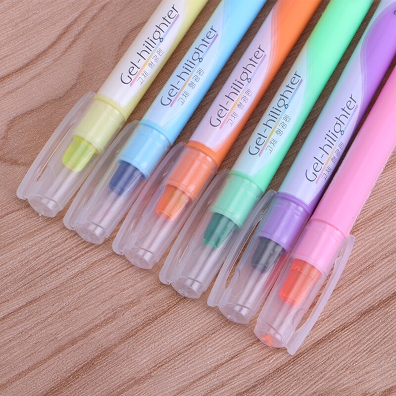 6 Cây Bút Gel Màu Nước, Dụng Cụ Tạo Điểm Nhấn Màu Trơn Bắt Sáng Dễ Thương Viết Trơn Tru