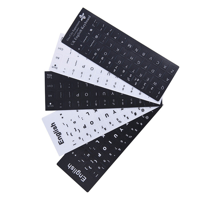 Ministar English Keyboard Replacement Stickers White on Black Any PC Computer Laptop