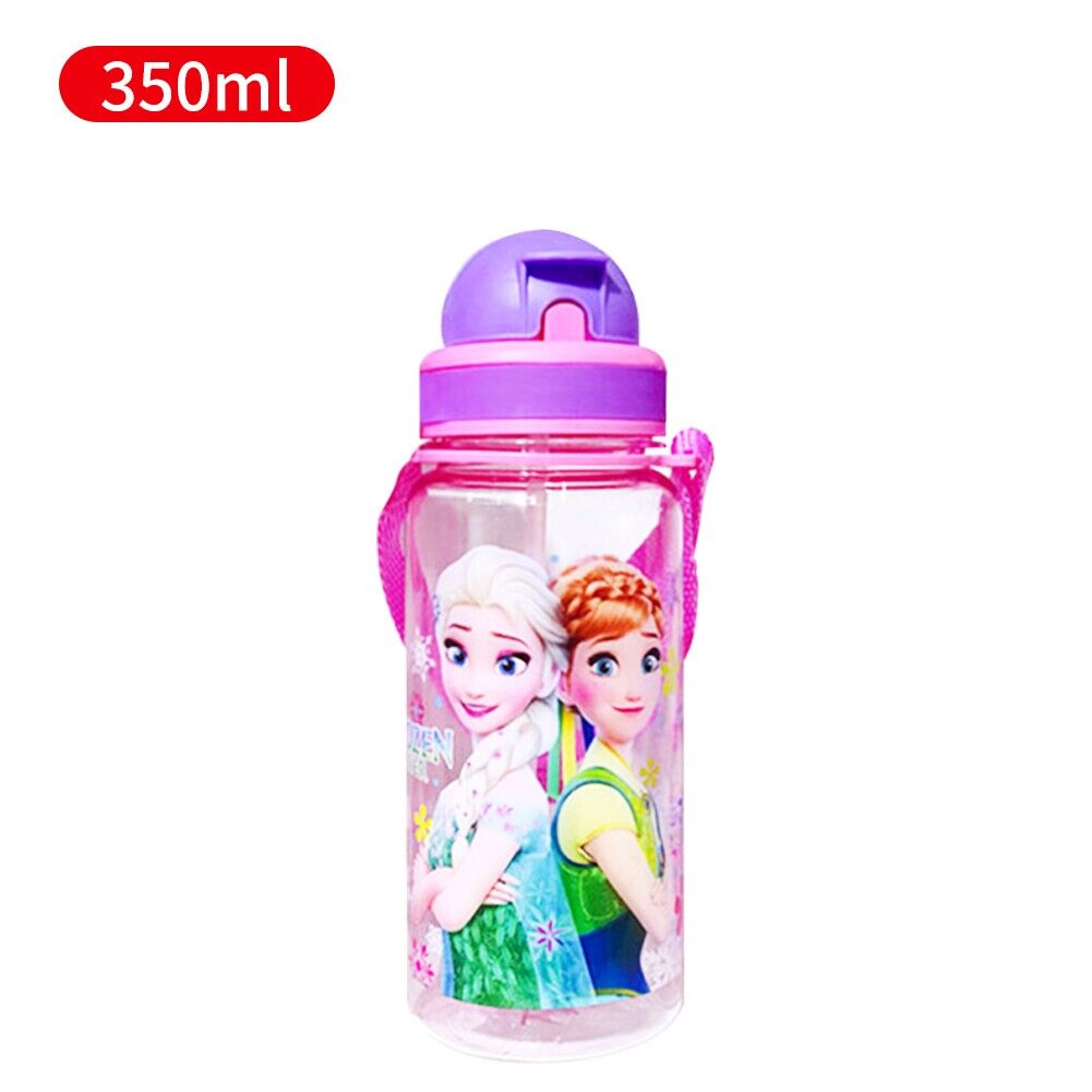 Water Bottle with Straw for Kids 350/500ml, Cartoon Water Bottle Shoulder Strap Portable Plastic Water Bottle Cup Children School Drinking Water Bottle Children's water bottle 13 patterns sports kettle