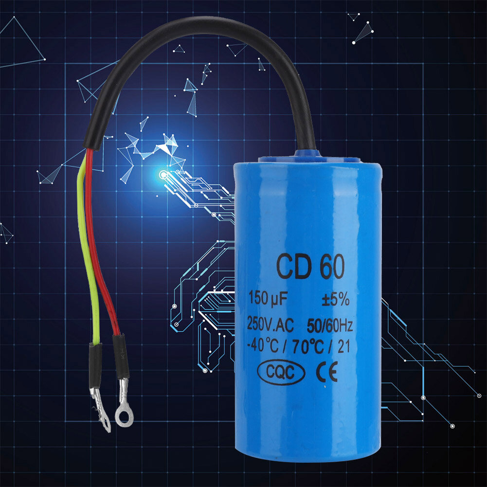 Cd60 250v ac with wire lead 250v ac 150uf 50/60hz run for motor air compressor