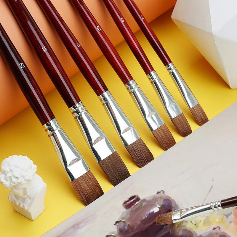 6pcs/Set artist oil painting brushes level head weasel hair Water Paint brush Acrylics Drawing Art Supplies Painting dedicated
