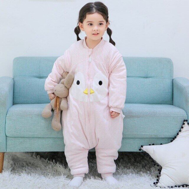 เด็กฤดูหนาวถุงนอนพร้อมฟุตฤดูใบไม้ร่วง Warm ผ้าห่มสวมได้ผ้าฝ้าย Nightgowns สำหรับเด็กทารกวัยหัดเดินถุงนอน New Born