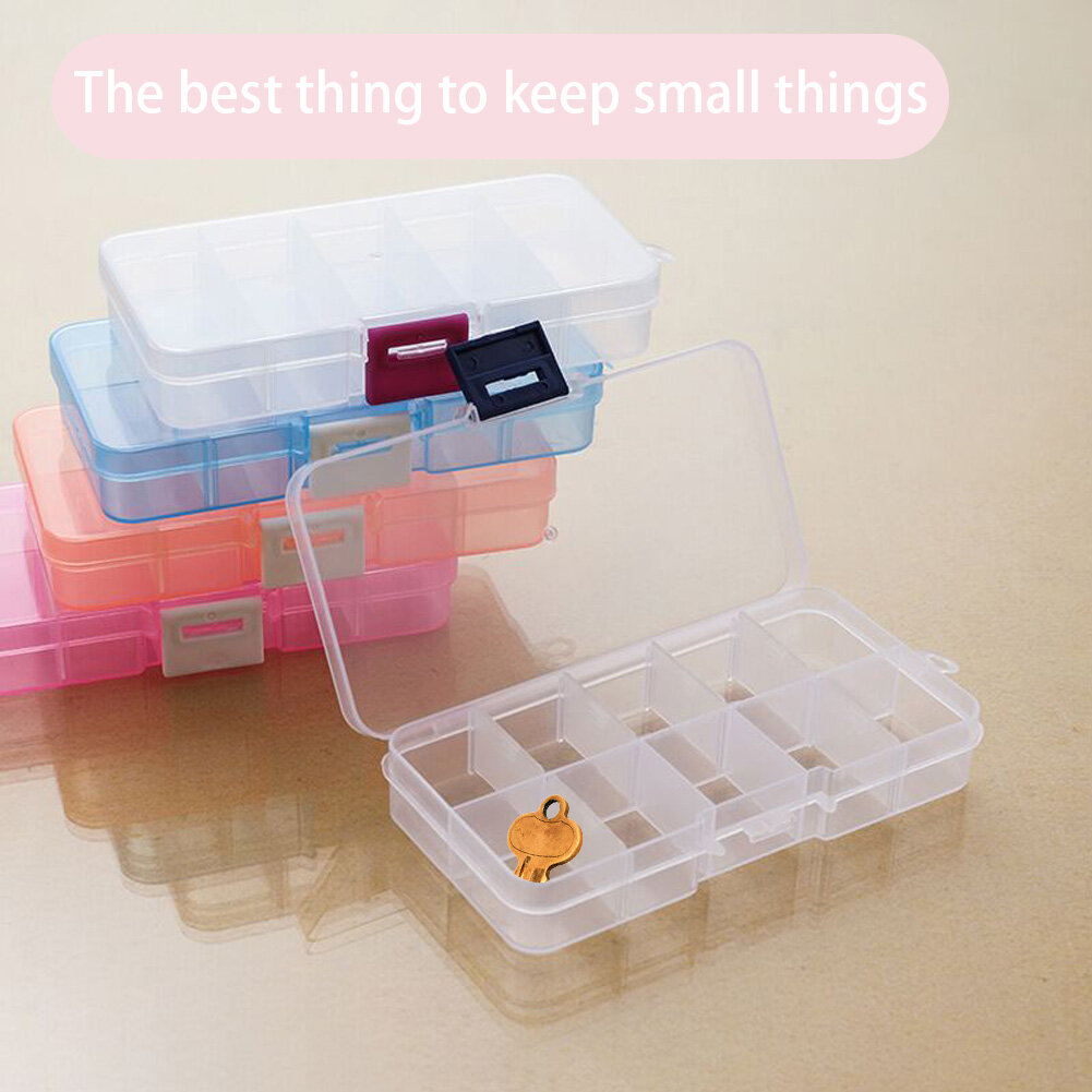 BEAUTYBIGBANG 1PC Storage boxes Slots Adjustable packaging transparent Tool Case Craft Organizer box jewelry accessories