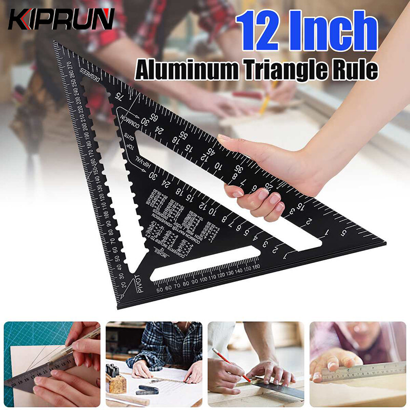 KIPRUN Thước Tam Giác Hợp Kim Nhôm 12 Inch Thước Đo Góc Thước Đo Vuông Hệ Mét Tốc Độ Để Xây Dựng Khung Gỗ Dụng Cụ Làm Đồ Gỗ