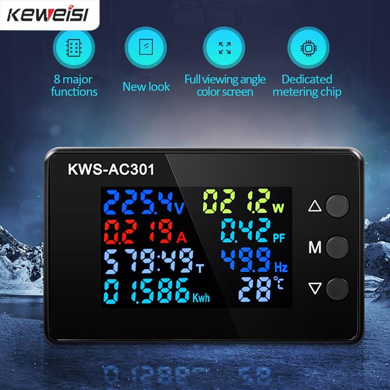 【Ready Stock】KWSAC301 Digital Display Voltmeter Ammeter AC 50300V