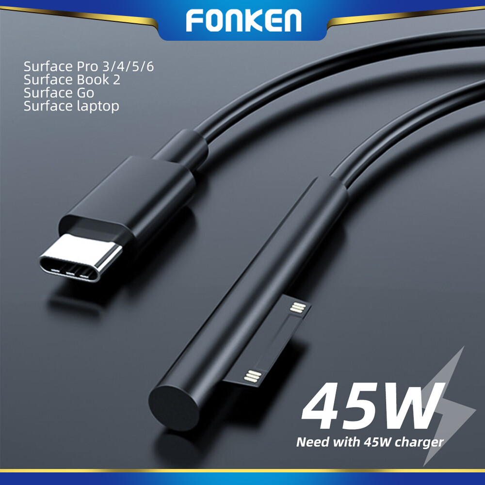 FONKEN Cáp Sạc Nhanh Microsoft PD To TYPEC Phụ Kiện Sạc Máy Tính Bảng Nguồn USB C 45W Cho Microsoft Surface Tablet PRO5 Microsoft Surface Pro 3 4 5 6 Cáp Sạc