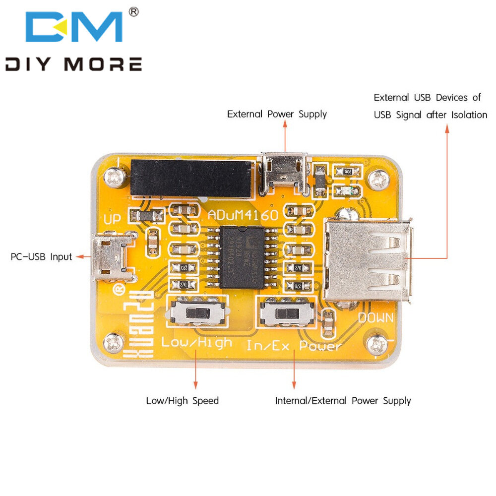 diymore USB Bộ Cách Ly, Tín Hiệu Kỹ Thuật Số An Toàn Cách Ly Dòng Bảo Vệ ADUM4160 Module Cách Ly