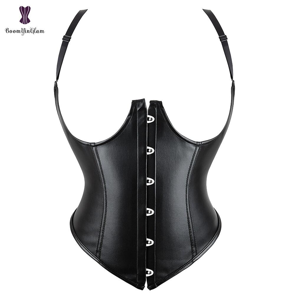 Black Lace Up Satin Underbust Waist Cincher Vest With Adjustable Straps Corset Underbust Shaper
