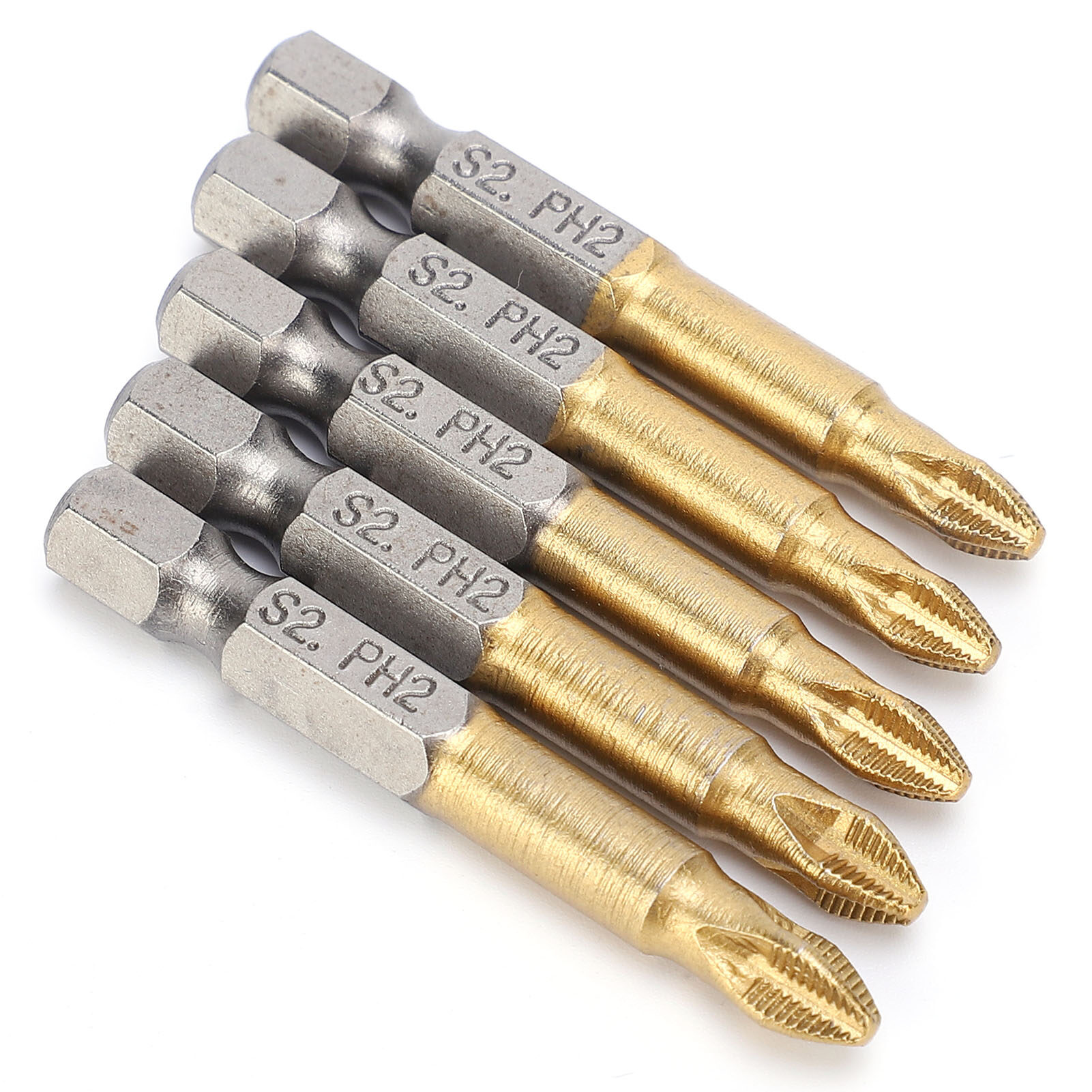 5pcs 50mm PH2 Head Screwdriver Bits Set Anti-skid 1/4 Inch Hex Shank
