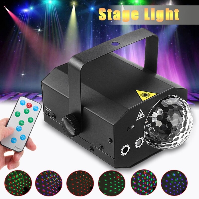 【Flash Deal】16in1 Giai Đoạn RGB Đèn LED Chiếu Sáng 10W Disco Bóng DJ Đảng Tự Động Kích Hoạt Âm Thanh Máy Chiếu Đèn (W/ điều Khiển Từ Xa) cho Gia Đình Đám Cưới Thanh Karaoke Tặng Sinh Nhật KTV Trang Trí