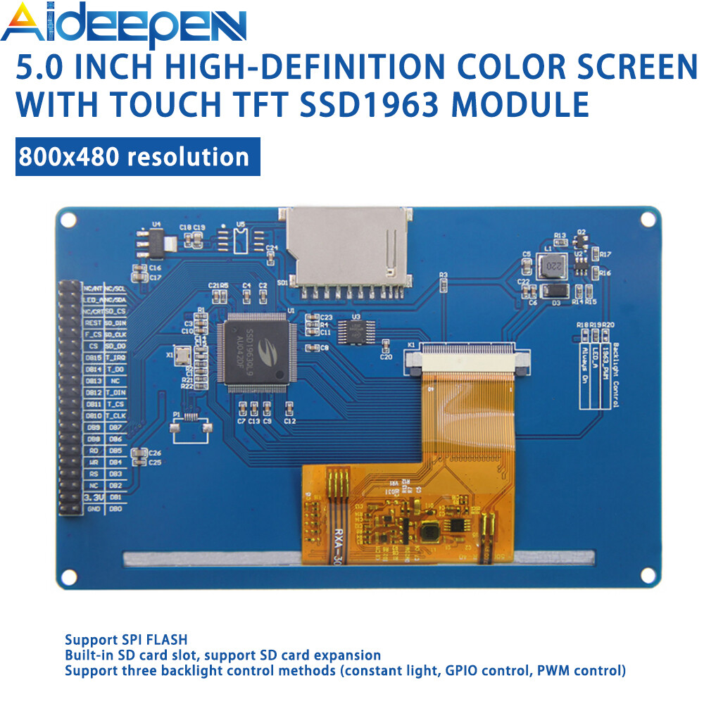 Original aideepen 5.0 inch high-definition color screen with touch tft ssd1963 module 800x480 resolution