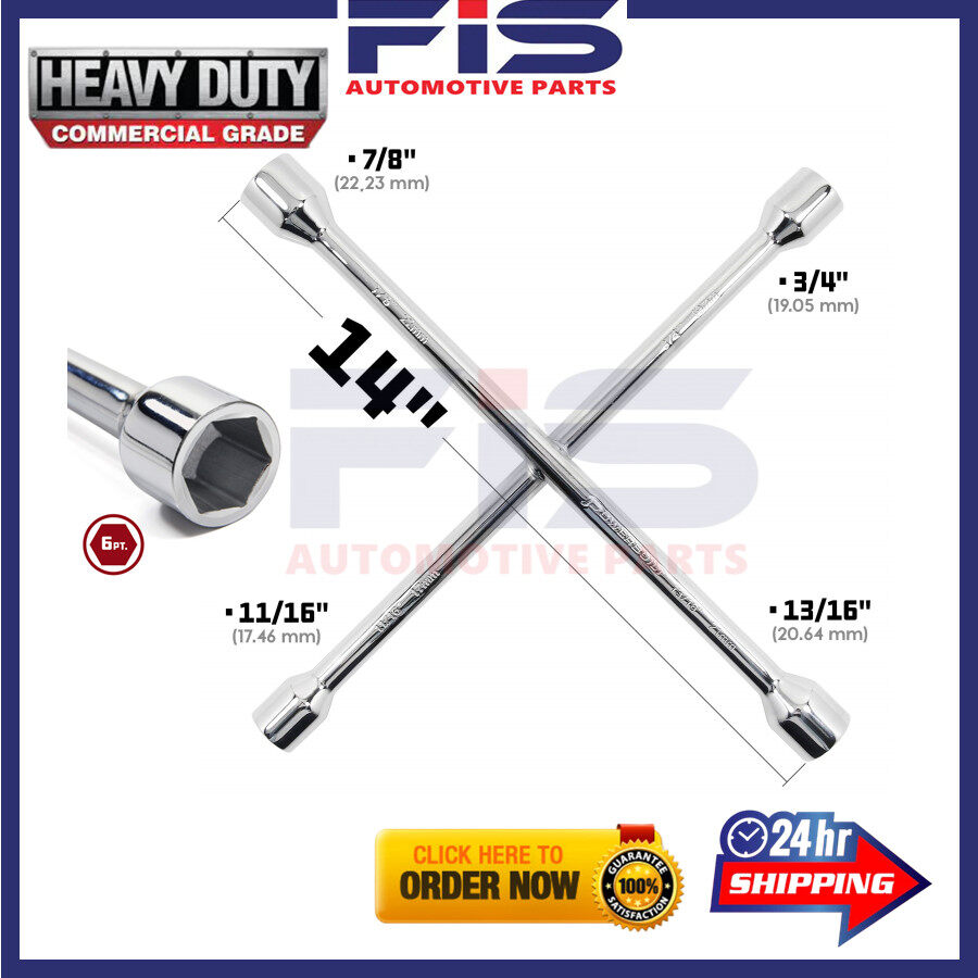 FIS Universal Lug Wrench Tire Fits SAE and Metric Lug Nuts Roadside or