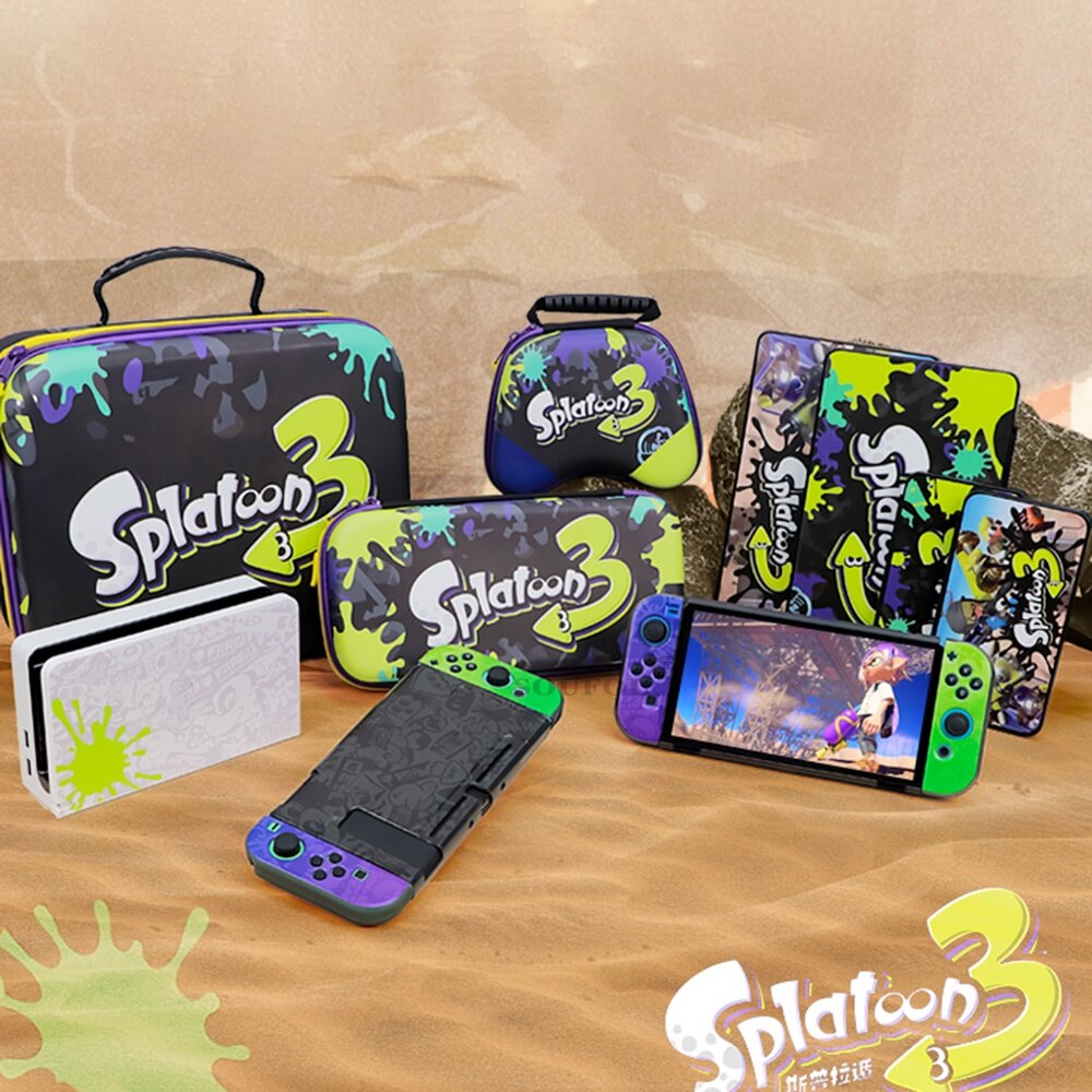 Vỏ Bảo Vệ Đế Sạc Vỏ Hộp Đựng Thẻ Trò Chơi Túi Đựng Splatoon 3 Cho Nintendo Switch & Switch Phụ Kiện Máy Chơi Game Oled