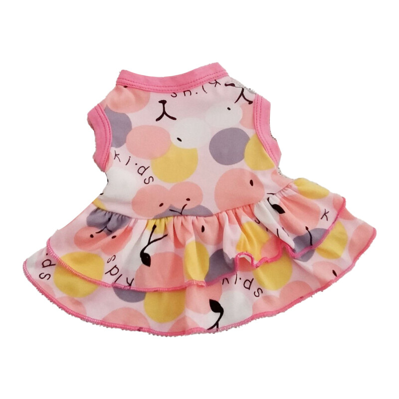 Đầm Cho Chó Tai Nạn Công Viên Thú Cưng, Viền Nhún Bèo Cotton Hai Chân In Họa Tiết Trái Cây Vật Nuôi Công Chúa Váy Cho Mùa Hè