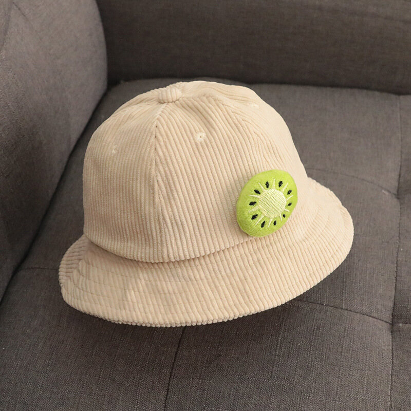 I LOVE DADDY&MUMMY Spring Autumn Corduroy Baby Hat Cute Fruit Baby Girl Boy Fisherman Hat Solid Color Cotton Breathable Kids Hat Infant Accessories