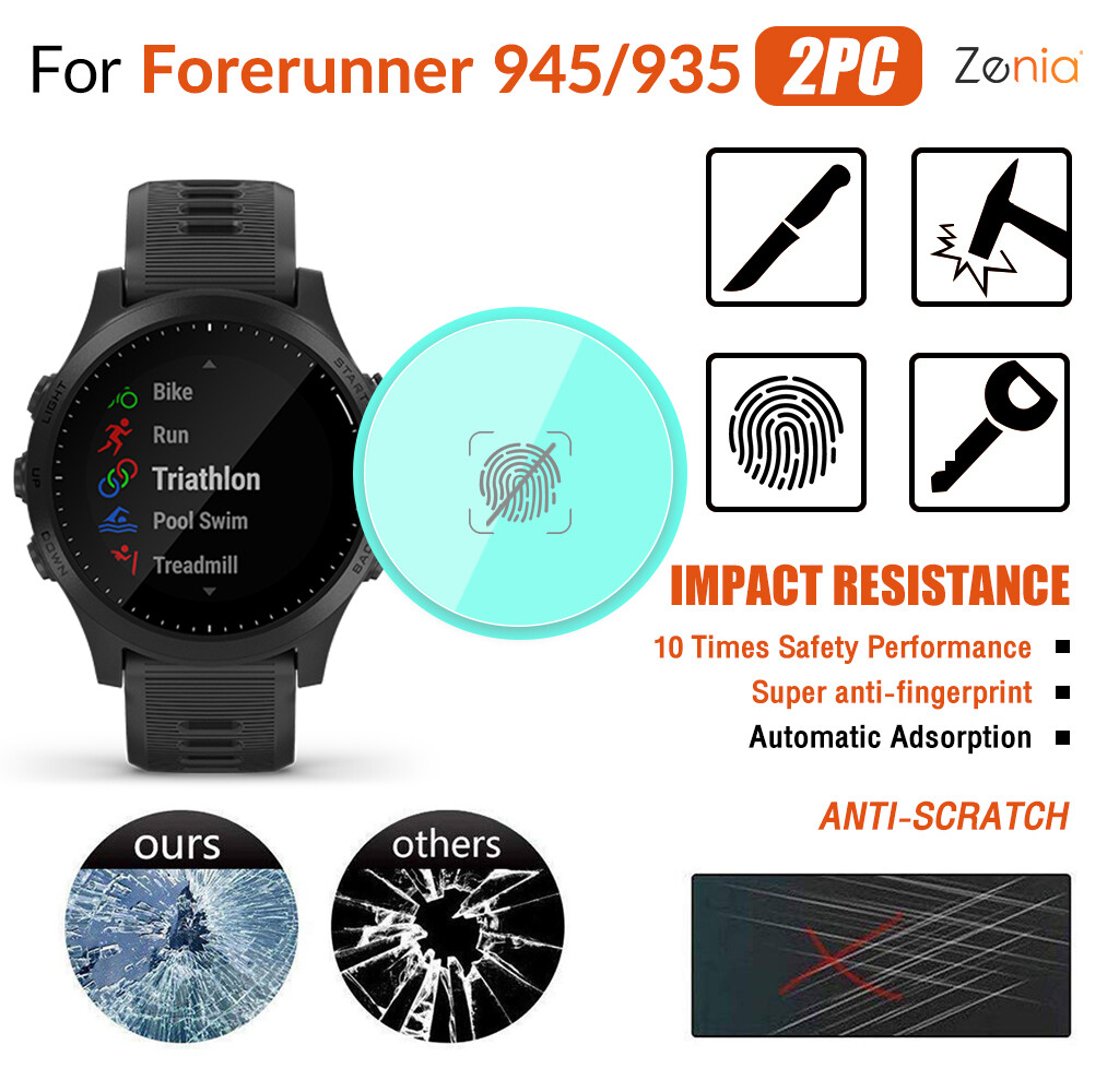 Zenia 2PCS HD Full Screen Curved Edge Full Coverage Protector Film For Garmin Forerunner 945 935 Smart Sport Watch HD 9H Super anti-fingerprint Film Protective Film Explosion-proof Anti Scratch Film safety performance Automatic adsorption