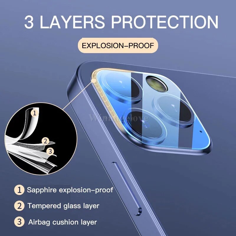 Full Coverage Tempered Glass Back Camera Lens Protector for iPhone 13 Mini 11 Pro Max Phone Accessories