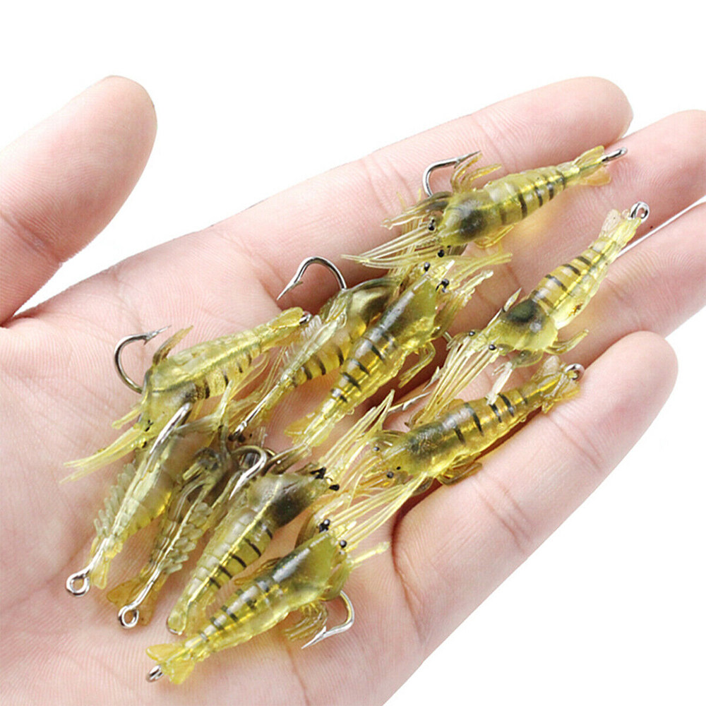 Running Me 10 Pcs Lures Bait Shrimp Fishing Simulation Prawn Saltwater