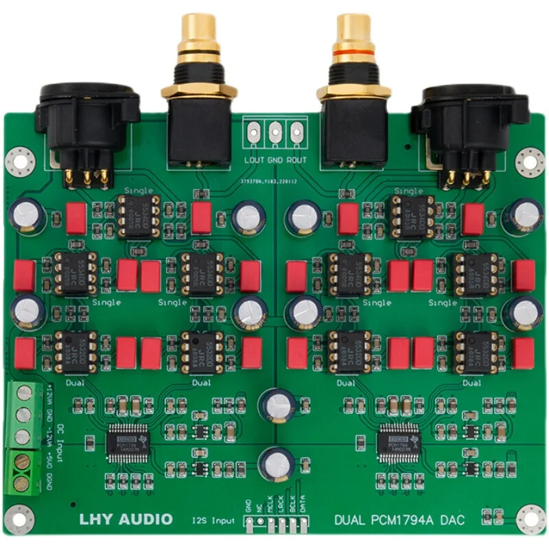 HIFI Dual PCM1794A DAC Audio 5532dd+5534dd Op AMP Decoder XLR RCA Output I2S input Board 24Bit 192K