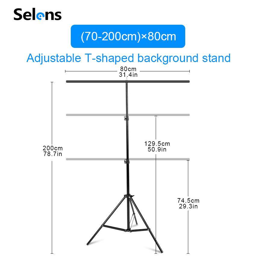 【Free Gift】Selens Giá Đỡ Phông Nền Bằng Kim Loại Loại Chữ T Cho Hệ Thống Hỗ Trợ Phông Nền Bằng PVC Giá Ba Chân Có Kẹp Thanh Ngang Phân Đoạn 5 Kích Cỡ+Vải đặc loại 1.5 miễn phí 2M