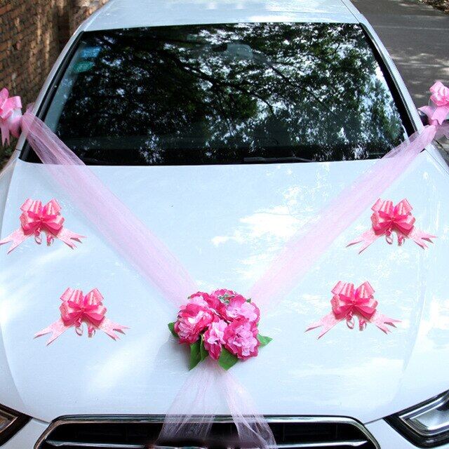Wedding Car Decoration Sets Artificial Flowers Decorative Foam Rose Flowers Wreaths +Door Handle DIY Wedding Supplies