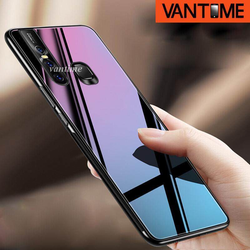 Giá Dành cho Vivo V15 Kính Cường Lực Ốp Lưng Cứng Lai Chống Sốc Bảo Vệ Đồng Bằng Da