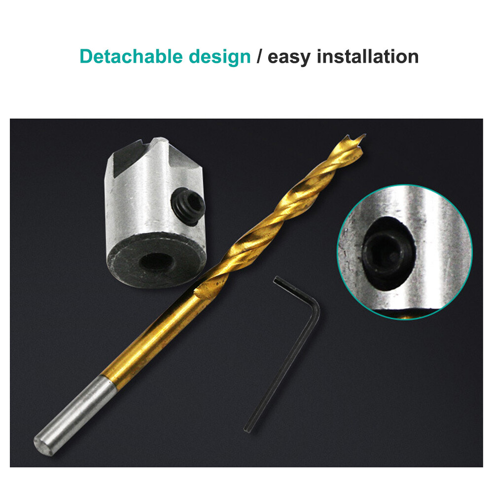 Titanium-plated tri-point woodworking drill reaming drill bit countersink drill set woodworking chamfer
