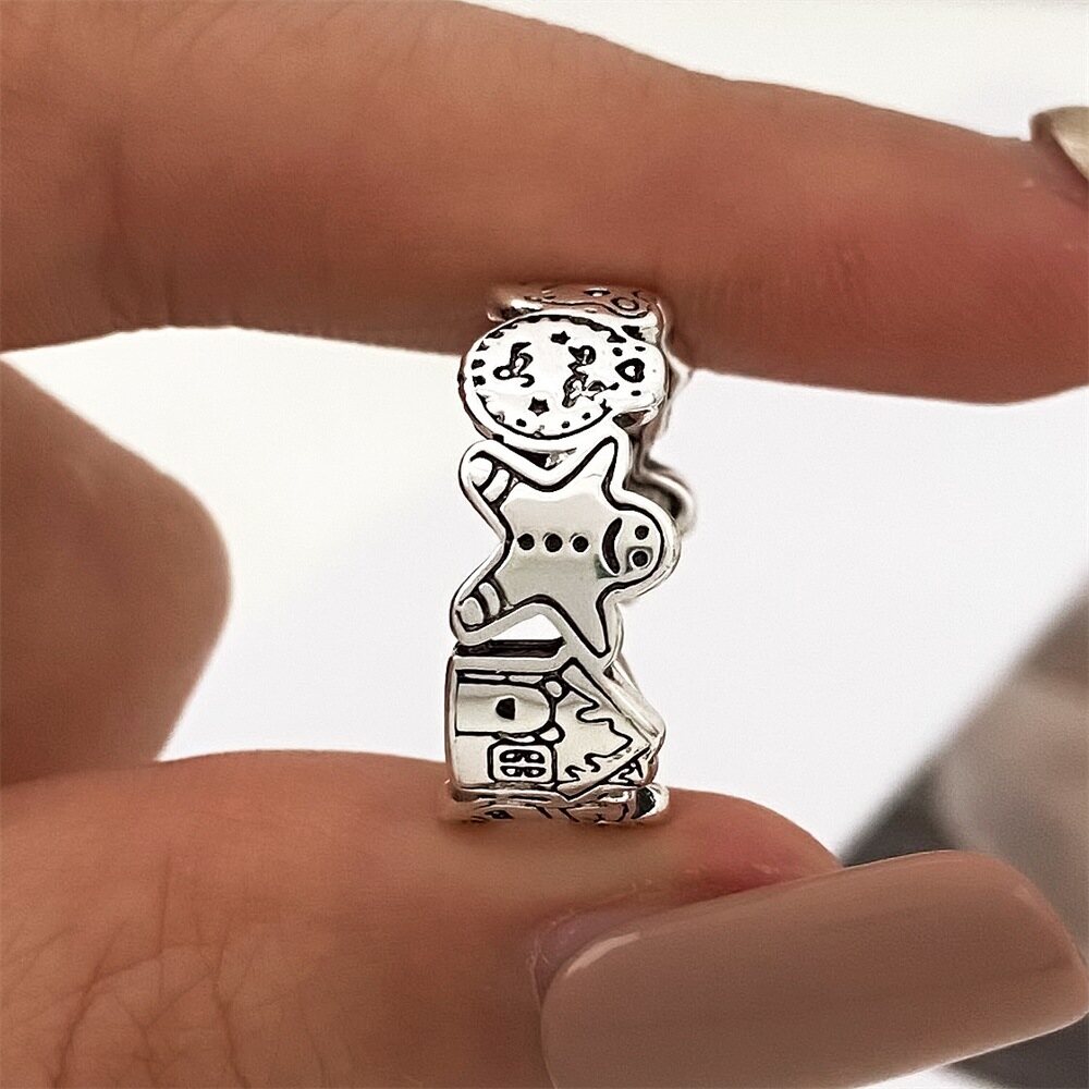 MIAOYA Fashion Jewelry Shop Colorful Bead Rings For Girls Acrylic Smiley Design Rings For Couples INS Exquisite Birthday Gifts