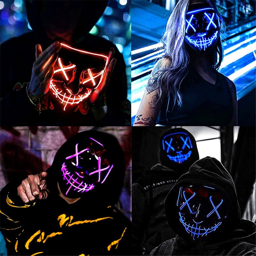 sanhe Halloween Led Glowing Cover Constant Light-slow Flashing-fast Flashing Ghost Dress Up Props EL Fancy Dress Party