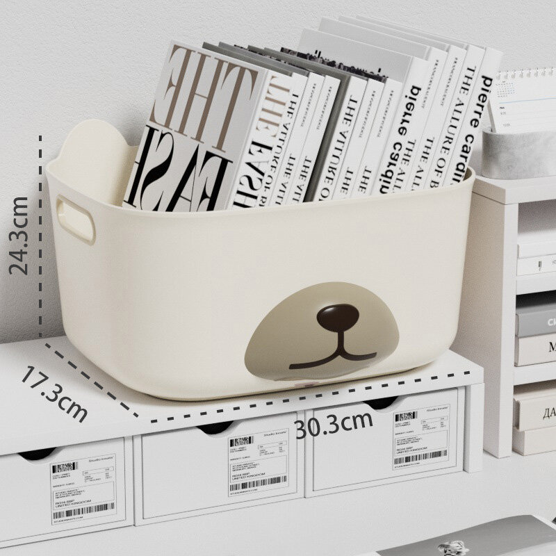Sundry storage basket, cosmetics, snacks, desktop, dormitory, cartoon storage box, kitchen sorting box, plastic storage box