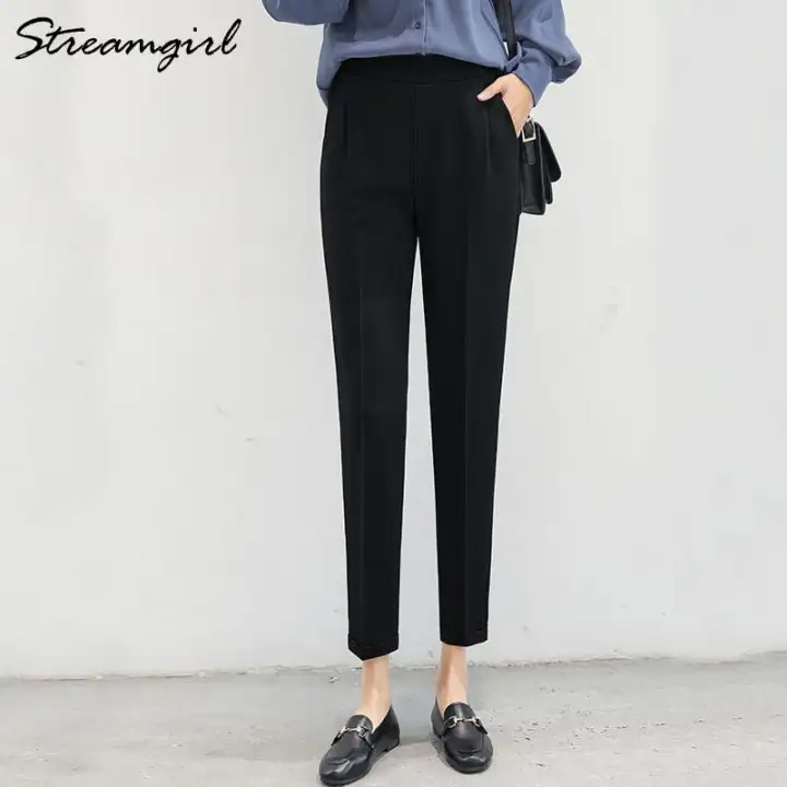 black work pants elastic waist