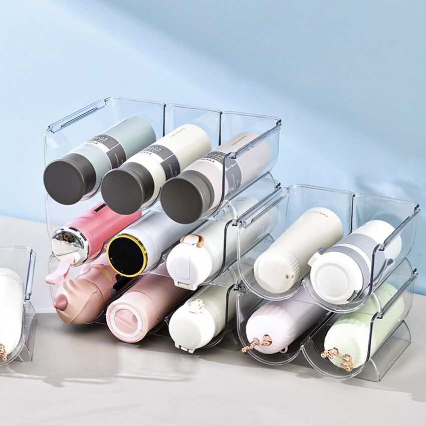 Giá rượu Stackable giữ rượu vang nhà bếp lưu trữ chai Giá tủ lạnh tổ chức có thể chai rượu bia chủ Giá ngăn