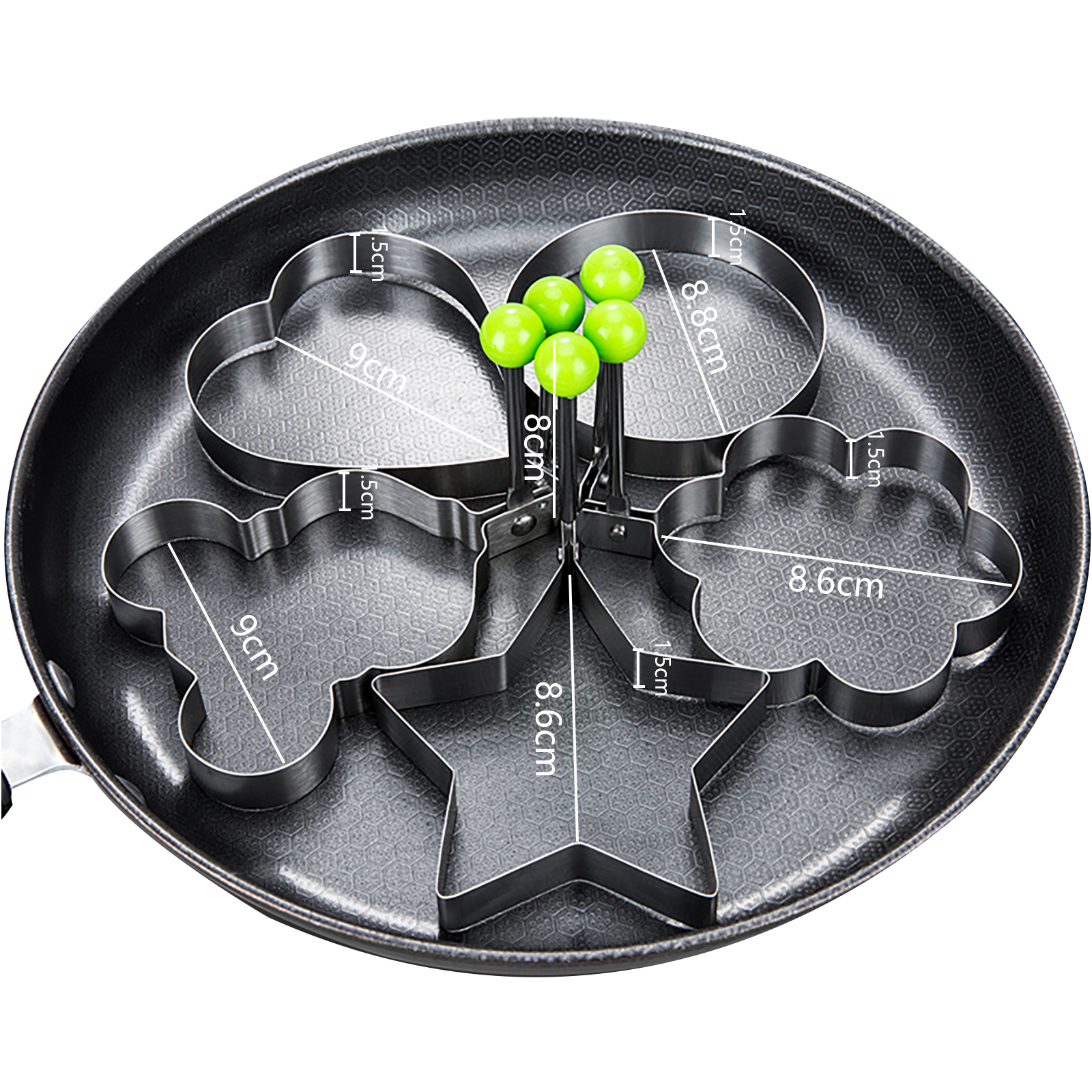 Jiam Stainless Steel 5pcs Fried Egg Pancake Omelette Mold Frying Egg Cooking Tools