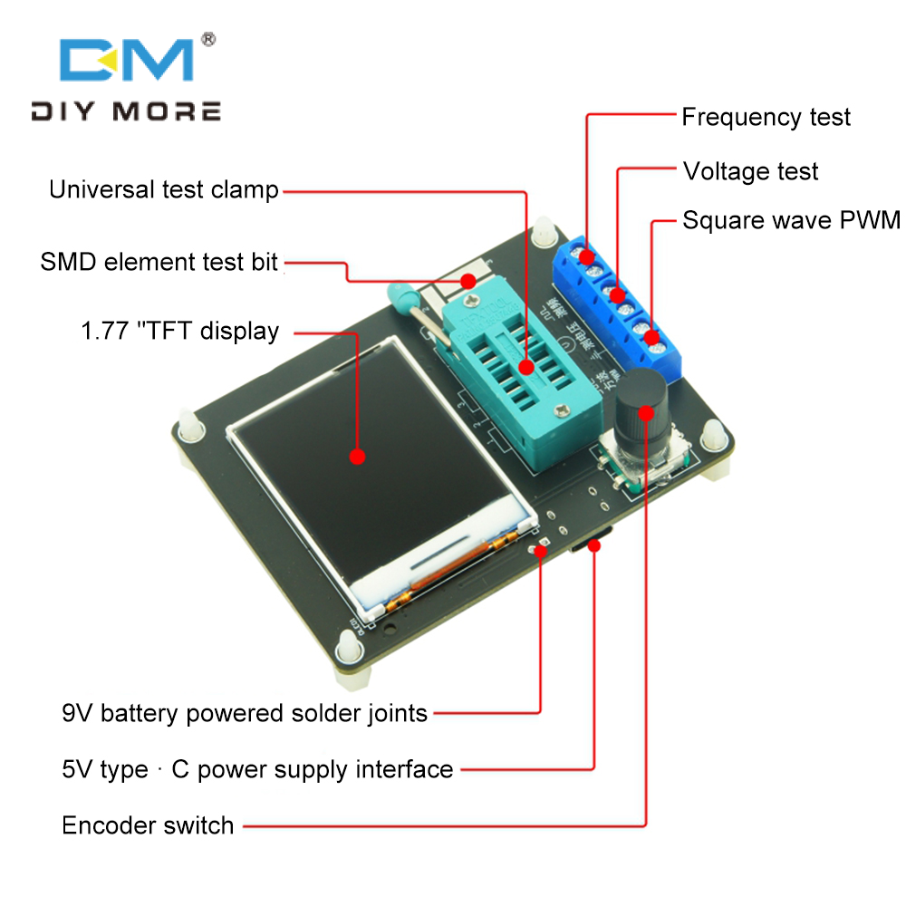 diymore Kháng Cảm Điện Dung Meter GM328A Transistor Tester ESR Meter Điện Dung Meter Transistor Tester